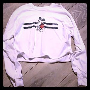 Disney Mickey Mouse Cropped Long Sleeve Shirt